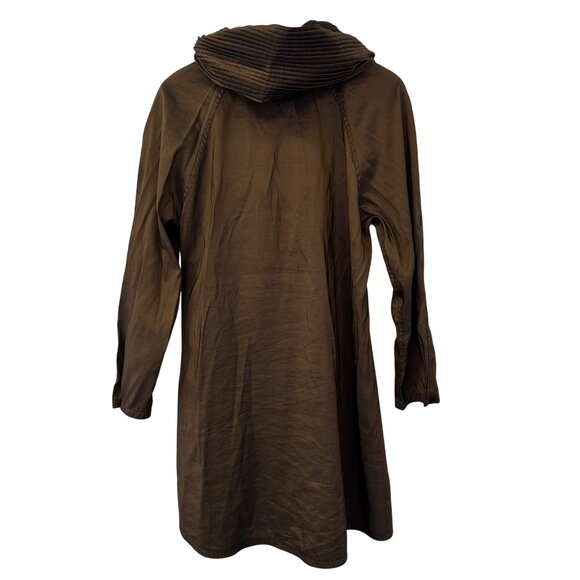 Mycra Pac Donatella Jacket Women S 6/8 Brown Black Reversible Coat Pleated Hood - Picture 3 of 10